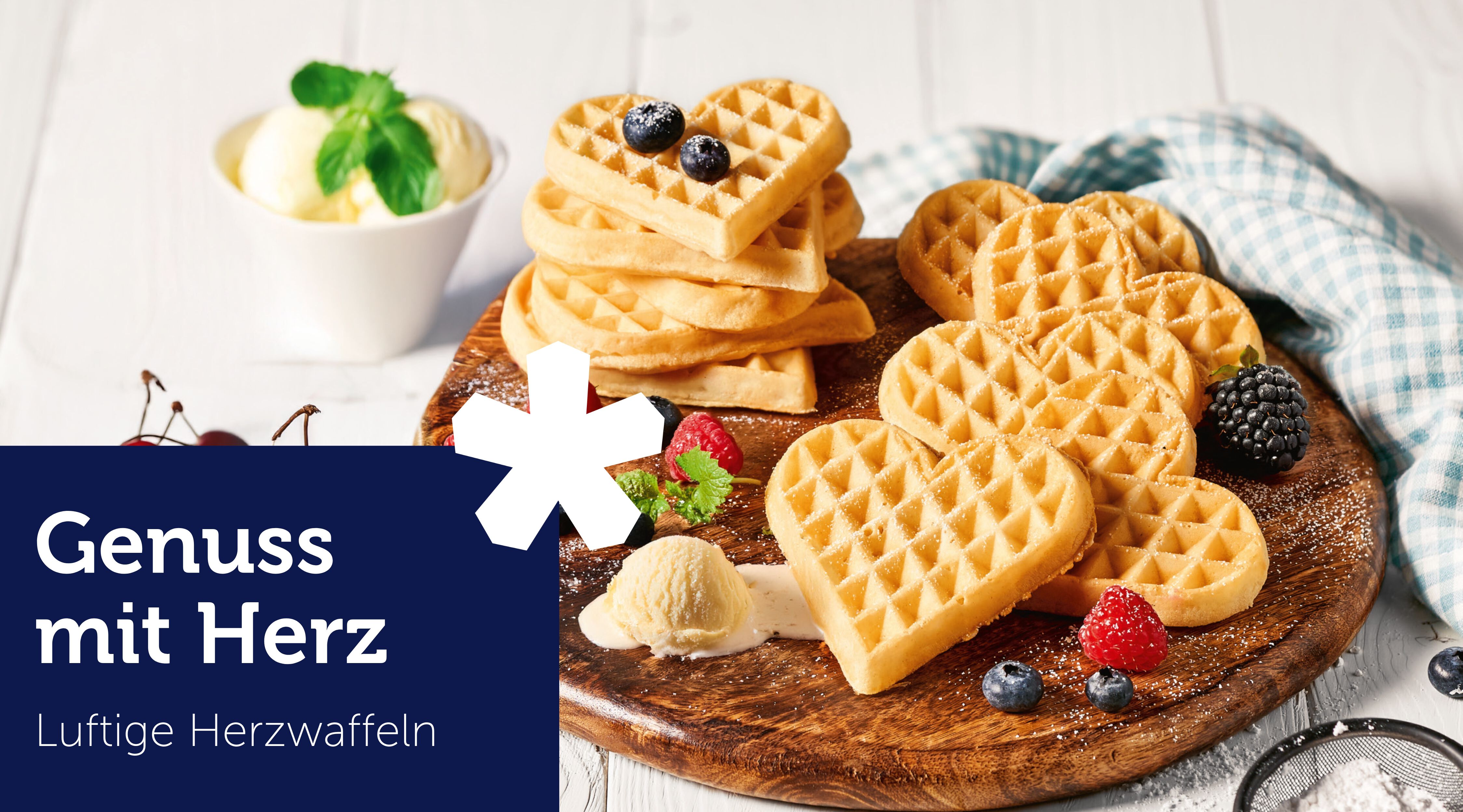 Luftige Herzwaffeln