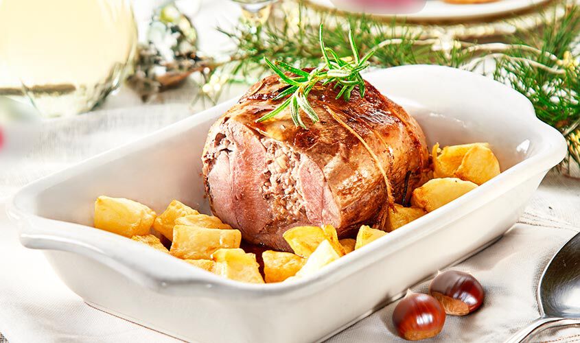 Panati / Preparati / Marinati - Gefüllter Festtagsbraten mit Kastanien, Radicchio und Provola-Käse