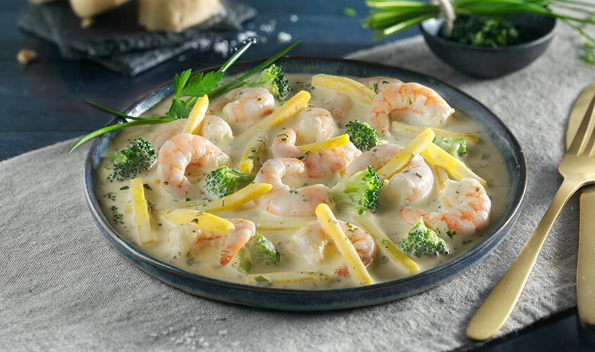 Frutti di mare - Crevettes en sauce aux fines herbes et au vin blanc