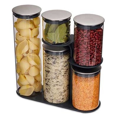 Accessori Cucina - Joseph Joseph Steel Collection Set di Barattoli in Vetro, 5 pezzi.