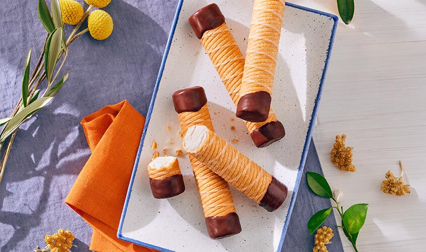 Tranci / Dessert - Glace-Waffelrollen