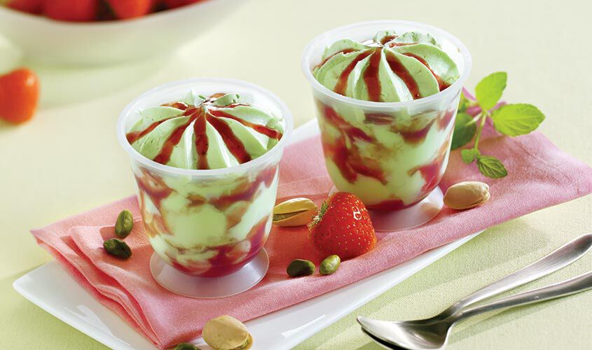 Coppette - 40% Coupe pistache et coulis de fraises