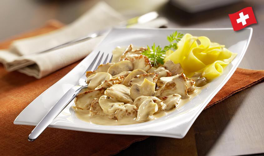 Panés/Préparés/Marinés - Émincé de porc à la sauce crème et champignons