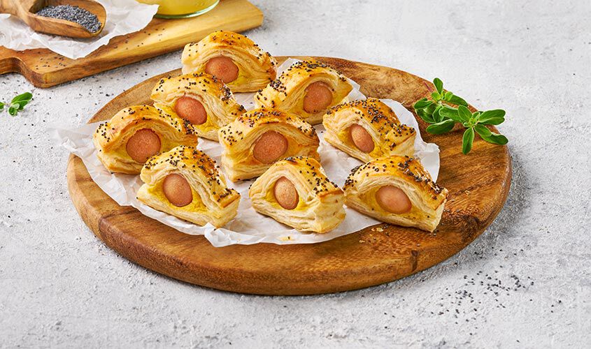 Snack di Pasta Sfoglia - 40%&nbsp;Mini feuillet&eacute;s &agrave; la saucisse