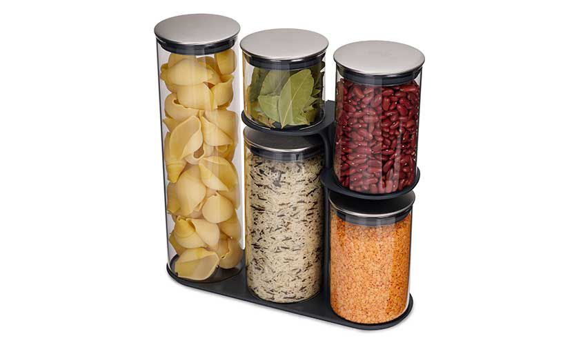 Accessori Cucina - Joseph Joseph Steel Collection Set di Barattoli in Vetro, 5 pezzi.