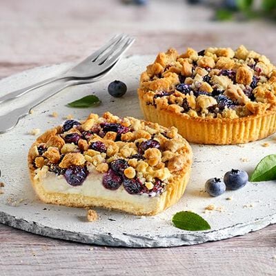 Fette / Mini Torte - Tartelettes crumble aux myrtilles et fromage blanc