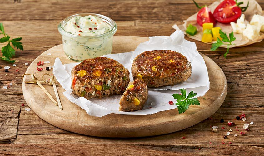 Panati / Preparati / Marinati - Rinds-Hacktätschli (Frikadellen) mit Gemüse und Hirtenkäse