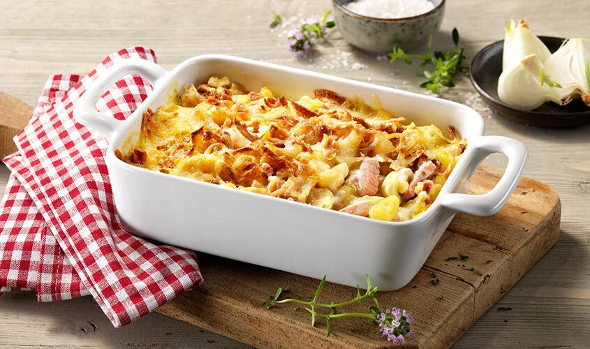 Pâtes - Gratin de pâtes et jambon de dinde