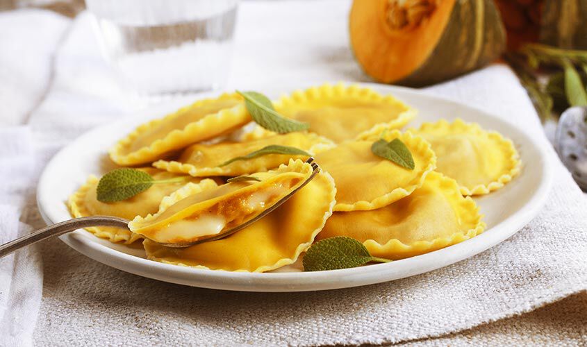 Pâtes - Grands raviolis courge et fromage