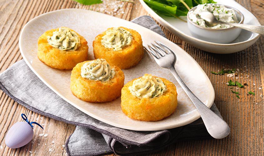 Rostini - R&ouml;stis au fromage frais et &agrave; l'ail des ours