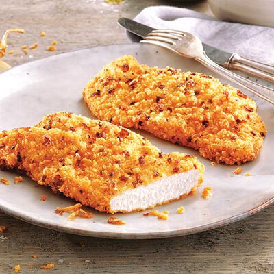 Panati / Preparati / Marinati - Escalopes de poulet pan&eacute;es aux oignons frits