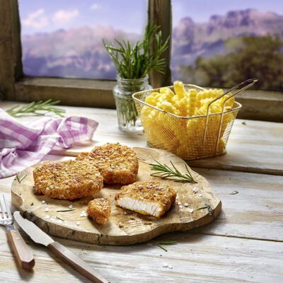 Volailles - Pouletschnitzel in Rosmarin Dinkelpanade
