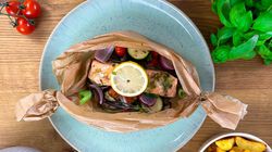 Pacchettini di salmone e verdure alla griglia