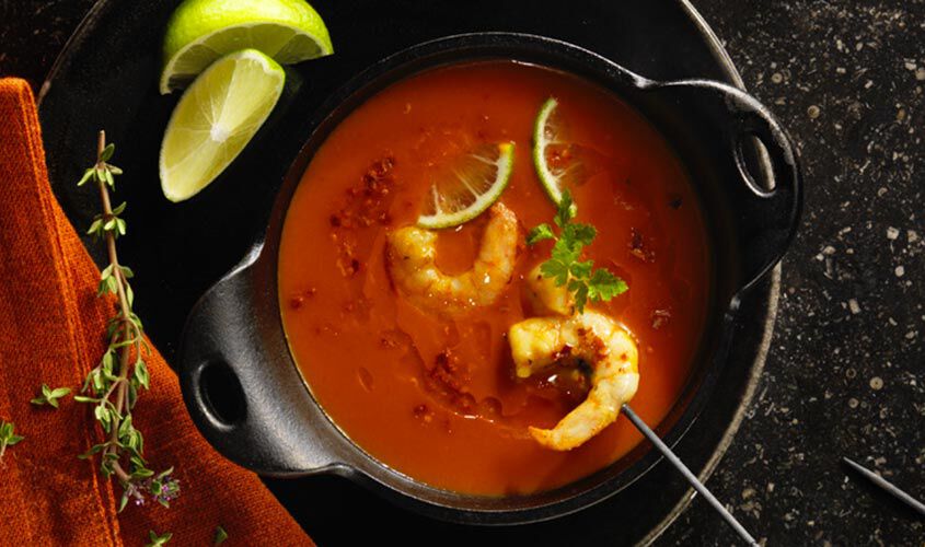Zuppa di Peperoni con Gamberetti
