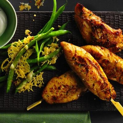 Haricots au parmesan, poulet et Skyr &agrave; l'ail