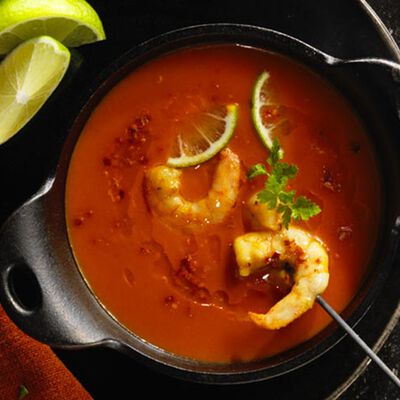Soupe au poivron et crevettes